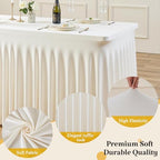 4 Pack Ivory Spandex Tablecloth for 4FT Rectangle Tables, Fitted Stretch Table Cover with Skirt, Wrinkle Free Washable Elastic Table Cloth for 4 Foot Folding Table, Wedding Banquet Baby Shower - Image 4