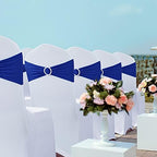 Babenest 100PCS Spandex Chair Sashes Bows for Wedding Party, Royal Bule - Image 7