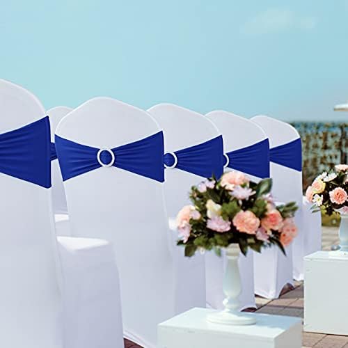 Babenest 100PCS Spandex Chair Sashes Bows for Wedding Party, Royal Bule - Image 7