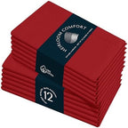 Red Cloth Napkins 18x18 Inch - Set of 12-100% Cotton, Soft, Absorbent, Reusable, Washable - Elegant Hemstitch Mitered Edges - Ideal for Dinner, Parties, Events, Everyday Use by HEIRLOOMCOMFORT