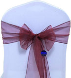 MDS Pack of 100 Organza Chair Sashes for Wedding & Event Décor – Burgundy - Image 2