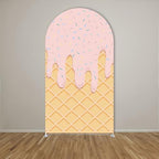 Arch Backdrop Cover Ice Cream Sprinkles Girls Birthday Party Decorations Arch Frame Fabric Cover Sweet ONE Candy Pink Baby Shower Baptism Parties (7.2x4ft Cover,Waffle) - Image 2