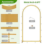 Metal Arch Backdrop Stand Wedding Arch Frame Set of 3 (7.2FT/6.6FT/6FT) Gold Backdrop Arch Stand for Wedding Ceremony Birthday Party Baby Shower Graduation Ceremony Decoration - Image 5