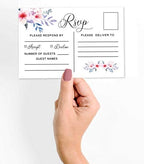 50 Blank RSVP Cards with White Envelopes-Floral & Leaves Style Response Card-RSVP for Wedding-Rehearsal Dinner-Baby Shower-Bridal Shower-Engagement Party Invitations - Image 3