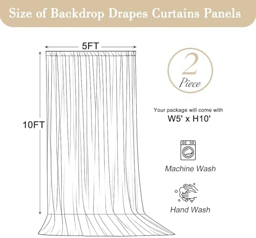 10x10ft Baby Blue Backdrop Curtain for Baby Shower Parties Wrinkle Free Fabric Backdrop Curtain Wedding Photo Backdrop Drapes for Boy Birthday Party Gender Reveal Photography Back Drop 2 Panels 5x10FT - Image 6
