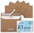 MOS Kraft RSVP Envelopes A1 4Bar (3.625 x 5.125 Inch) 500 Pack, Self-Seal Heavyweight Brown Envelopes for 3.5 x 5 Cards, Thank You Notes, Gift Cards, Rustic Wedding Response Cards by Marathon+Office+Supply