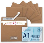 MOS Kraft RSVP Envelopes A1 4Bar (3.625 x 5.125 Inch) 500 Pack, Self-Seal Heavyweight Brown Envelopes for 3.5 x 5 Cards, Thank You Notes, Gift Cards, Rustic Wedding Response Cards by Marathon+Office+Supply