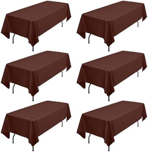 Showgeous 60x102 Inch Brown Rectangle Tablecloth 6 Pack Fit 6FT Table by Showgeous