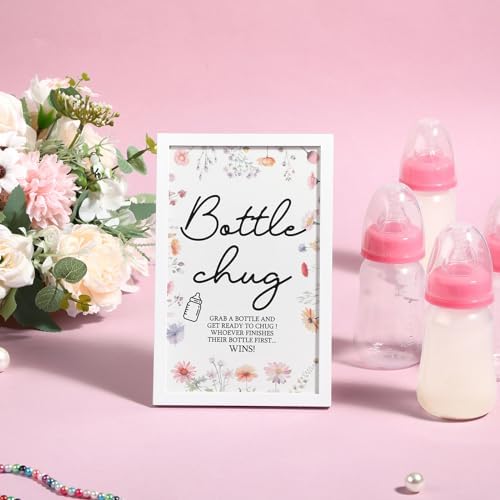 Roowest Bottle Chug Baby Shower Games Favors, Pink, Wideflower - Image 5
