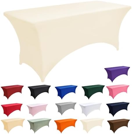 10-Pack 6ft Spandex Table Covers for Rectangle Standard Folding Tables - Wrinkle Resistant Stretch Tablecloths - Ultimate Fitted Table Protector for Parties, Banquet, Wedding - Image 3