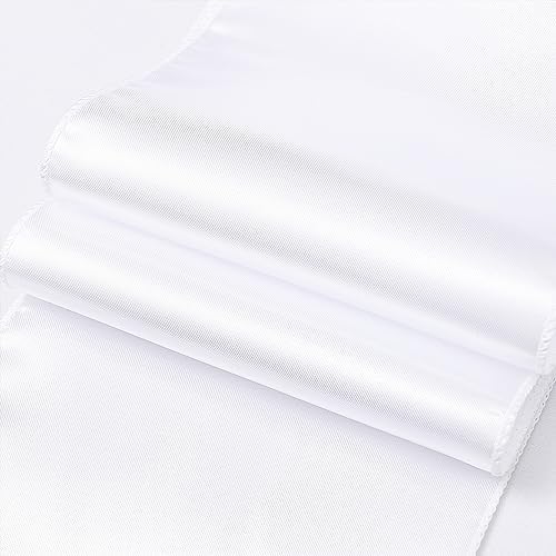 Pack of 50 Satin White Chair Sashes Bows 7 X 108 Inch Universal Chairs Ribbons for Wedding Ceremony Party Banquet Restaurant Event Decorations - White Chair Sashes 50 Pack - Image 5