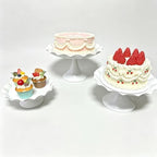 3 Pcs White Metal Cupcake Stand Scalloped Edge Dessert Display Tray - Image 4