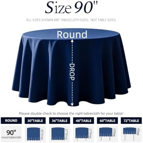 DRESSMAKER 10 Pack Round Table Cloth 90 Inch Blue Cloth Fit 6FT Round Table - Image 3