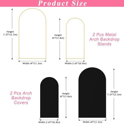 Putros Arch Backdrop Stand and Cover Set of 2, Arch Stand with Black Cover - Image 2