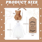 Buryeah 48 Set Bear Baby Shower Favors for Guest Small Bear Soap Set, Brown - Image 2