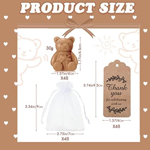 Buryeah 48 Set Bear Baby Shower Favors for Guest Small Bear Soap Set, Brown - Image 2