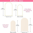 Putros Arch Backdrop Stand and Cover Set of 2, Arch Stand with Beige Cover - Image 2