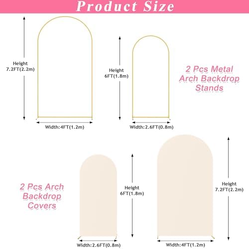 Putros Arch Backdrop Stand and Cover Set of 2, Arch Stand with Beige Cover - Image 2