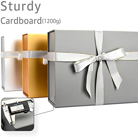 Grey Business Gift Box with Magnetic Lid for Presents, 13.85"x8.35"x4.45" - Image 4