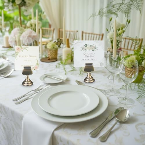 Kathfly 36 Pcs Wedding Table Number Holders Metal Bronze Place Card Holder - Image 5