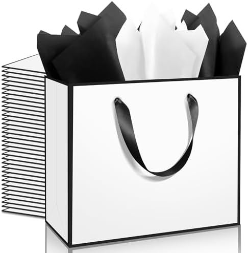 Addblu 24 Pack White Large Gift Bags with Handles & 72 Tissue Papers by Unknown