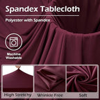 6 pk Burgundy Spandex Tablecloth 6ft with Ruffled Tables,Wrinkle Free High-Stretch Fitted Table Cloths for 6 Foot Rectangle Tables,Elastic Maroon Spandex Table Covers 6 ft for Weddings Banquet Dinning - Image 5