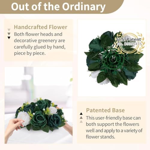 NUPTIO Green Flower Ball Centerpieces: Artificial Rose for Table, 9.4 Inch - Image 6