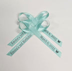 25 Personalized Ribbons Assesmbled Bows Custom Bridal Shower Favor Party Favors Wedding Bridesmaid Memorial Ribbons Funeral Baby Invitations Mis XV años Quinceanera (Aqua) - Image 7