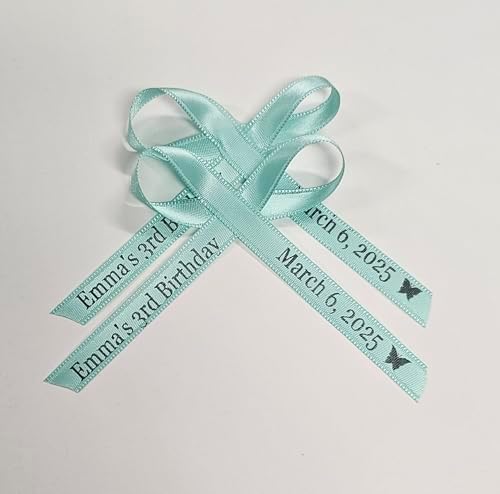 25 Personalized Ribbons Assesmbled Bows Custom Bridal Shower Favor Party Favors Wedding Bridesmaid Memorial Ribbons Funeral Baby Invitations Mis XV años Quinceanera (Aqua) - Image 7
