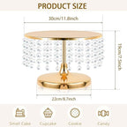 Gold 11.8 Inch Crystal Cake Stand Dessert Display Set of 2 - Image 2