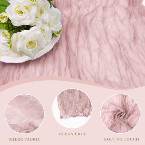 Le courant 12pcs 10Ft Cheesecloth Table Runner, Rustic Boho Gauze Cheese Cloth Runner Table Runner for Weddings Bridal Baby Shower Birthday Holiday Parties Home Decor, Dusty Pink - Image 5