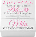 Let's Make Memories Personalized Keepsake Box for Blessed Child - Memories Box - Baptism - Confirmation - Memento Storage - For Girls - 6" Hx12 Sq - May the Lord Bless - Pink by LetsMakeMemories