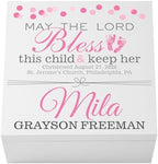 Let's Make Memories Personalized Keepsake Box for Blessed Child - Memories Box - Baptism - Confirmation - Memento Storage - For Girls - 6" Hx12 Sq - May the Lord Bless - Pink by LetsMakeMemories