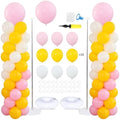 2‑Set Macaron Pink Lemon Yellow White Balloon Column Kit for Birthday by KINNOGOLDLEAF