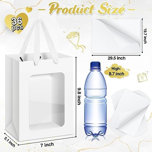Zhanmai 36 Pcs Kraft Paper Gift Bags with Clear Window Handles, White - Image 2