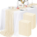 20 Pack Ivory Cheesecloth Table Runner 10FT Long Boho Gauze Fabric Table Runner Vintage Rustic Sheer Runners for Wedding Party Bridal Baby Shower Table Decorations by Lamshionow
