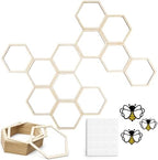 Gerrii 48 Pcs Honey Bee Honeycomb Decorations Include 8.2'' Wooden Hexagon 3D Bee Wall Backdrop Decor Honeycomb Beehive Sign for Baby Shower DIY Honeybee Birthday Party Decorations - Image 2