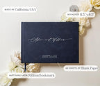 MUUJEE Personalized Guestbook in Navy - Premium Custom Modern Guest Book for Wedding Reception, Birthday Party or Events w/Bookmark Blank Pages for Signing 11.5 x 8.5 inches - Image 3