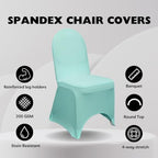 YOUR CHAIR COVERS - 6 Pack Robin Egg Stretch Spandex Banquet Chair Covers - Wedding Slip Premium Quality Cover - Image 2