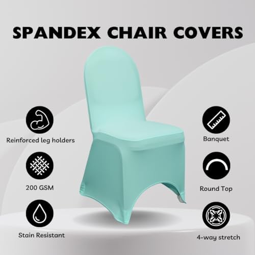 YOUR CHAIR COVERS - 100 Pack Stretch Spandex Banquet Chair Covers - Robin Egg, Wedding Slip Covers, Premium Quality Chair Cover - Image 2