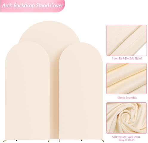 Wokceer Beige Arch Backdrop Cover, Arch Covers Stretchy Backdrop Set of 3 - Image 5