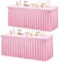 2Pack Baby Pink Spandex Table Clothes for 6 Foot Rectangle Tables, Wrinkle Free Fitted Tablecloths 6ft Stretchy Light Pink Tablecovers Desk Skirt for Parties Weddings Birthday Banquet Baby Shower by Htper