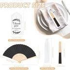 50Set Wedding Hand Fans Party Favors Black Paper Folding Handheld Fans Bulk, DIY Bamboo Fans with Thank Tag Organza Bag for Summer Guests Bridal Dancing Props Church Decoation - Image 2