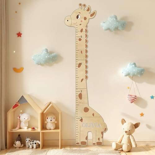 Personalized Name Kids Growth Chart For Wall, Cute Giraffe Wooden Height Chart, Nursery Room Decor, Wall Measurement For Kids, Growth Ruler For Children - Image 2