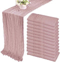 35x157 Inch Dusty Pink Cheesecloth Table Runner Boho Wedding Party Decor by Fivenl