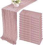 35x157 Inch Dusty Pink Cheesecloth Table Runner Boho Wedding Party Decor by Fivenl