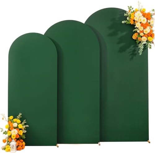 Hunter Green Arch Backdrop Cover 7.2ft 6.6ft 6ft Arch Cover Set of 3 Arch Covers Stretchy Backdrop for Wedding Party Baby Shower Birthday Photography Spandex Arch Stand Covers Backdrop Curtains Decor - Image 7