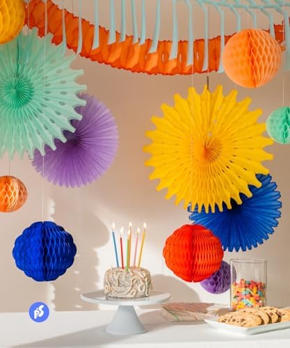 POP SOCIIAL Eco Friendly Paper Party Decoration Set - 13 Pieces, Miami Carnival - Made in the USA Plastic-Free FSC Sustainable Recyclable Reusable Pack - Dopamine Decor - Image 6
