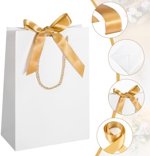 EUSOAR White Gift Bags - 50pcs 7.8"x3.9"x11" Party Favor Bags with Handle for Business, Wedding, Baby Shower Guests - Image 3