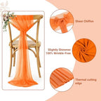 MDS Pack of 100 Chiffon Chair Sashes for Wedding & Event Décor - Orange - Image 3